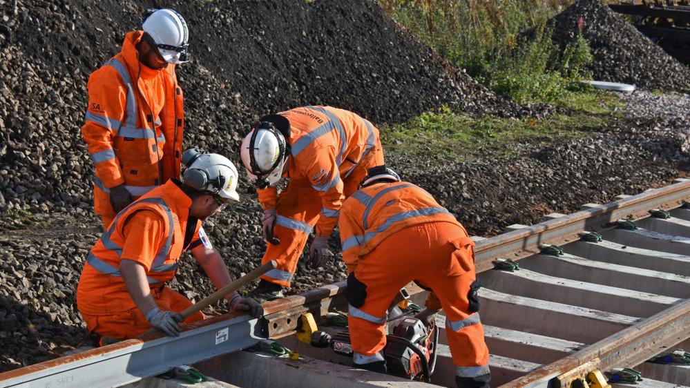 Engineers working on track