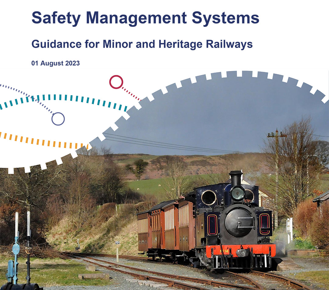 Cover of the guidance for minor and heritage railways with a photo of a heritage railway