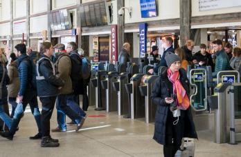 Rail passengers at Cardiff Central station