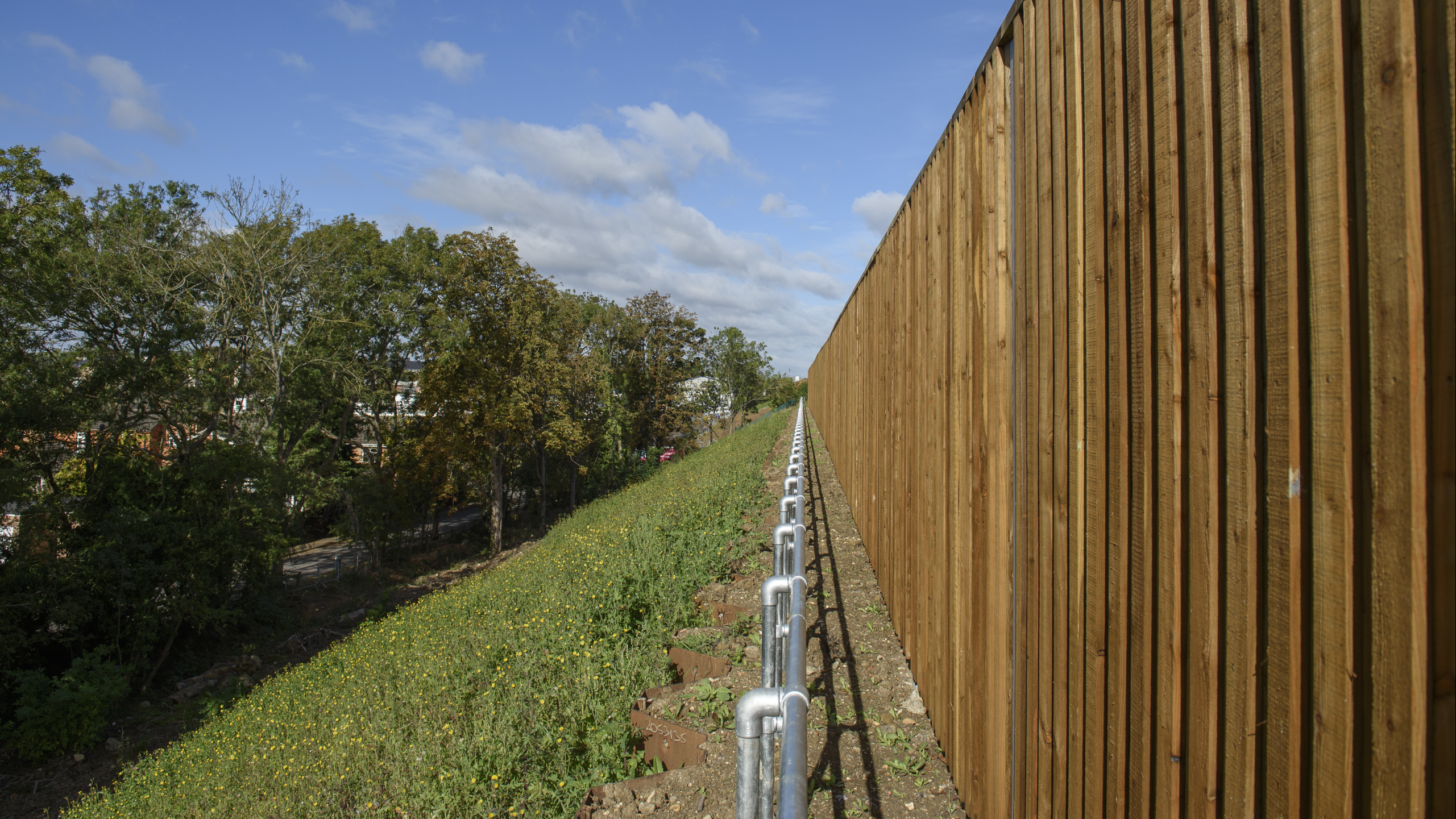 Noise mitigation barrier near the strategic road network.