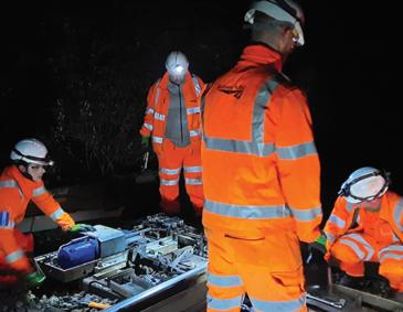 Network Rail workers working at night